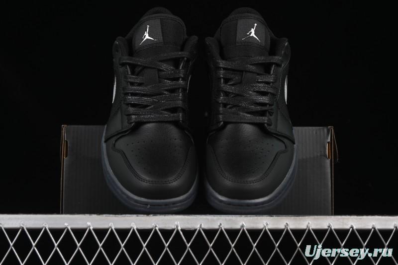 Nike Air Jordan 1 Low AJ1 Basketball Shoes Black White Canvas Leather Panel - HV5968-001