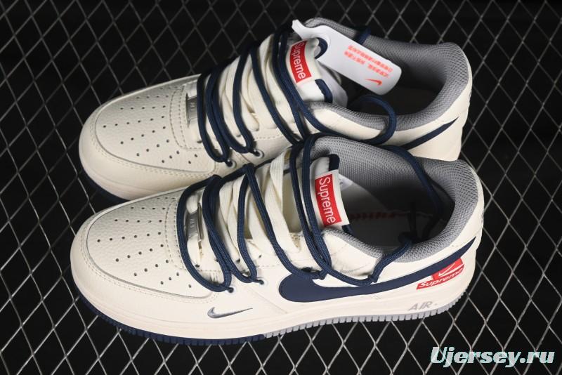 Nike Air Force 1 '07 Low Supreme Collaboration Two-Tone Blue Grey Lace-Up Casual Sneakers - DM6868-068