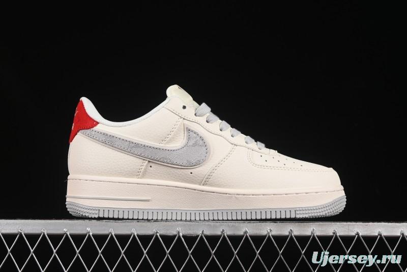 Nike Air Force 1 '07 Low LV Collaboration Grey Denim Swoosh Casual Sneakers - XX3168-135