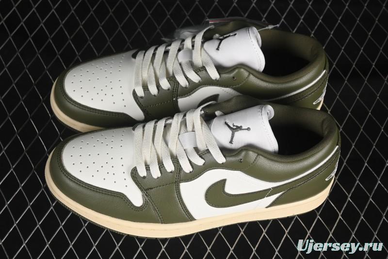 Nike Air Jordan 1 Low AJ1 Military Green White Casual Lifestyle Sneakers - DC0774-122
