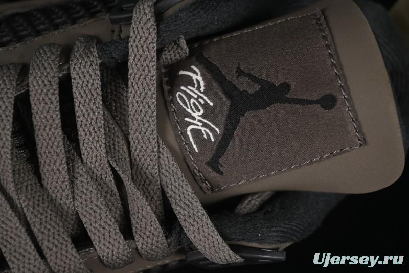 Nike Air Jordan 4 Retro Sneakers in Cave Stone Brown Suede with Black Mesh - FV5029-200