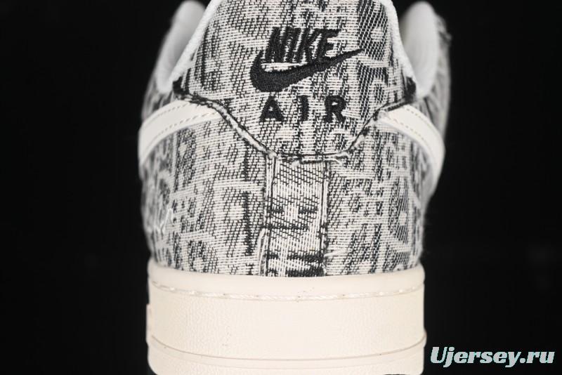Nike Air Force 1 '07 Low Dior Collaboration Pattern Black White Swoosh Casual Sneakers - XS1958-581