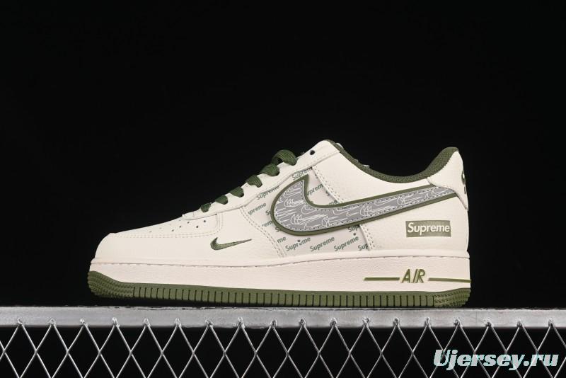 Nike Air Force 1 '07 Low Supreme Collaboration Military Green Multi Swoosh Casual Sneakers - XX3168-148
