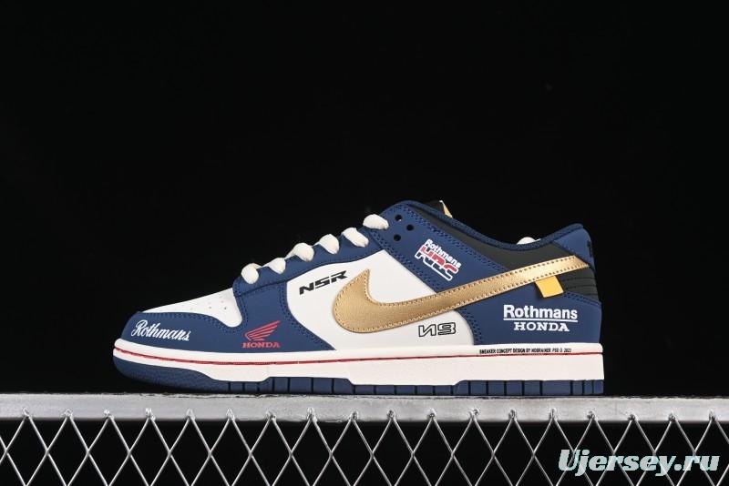Nike SB Dunk Low Retro White Blue Anniversary Custom Low-Top Casual Skate Shoes - MU0232-365