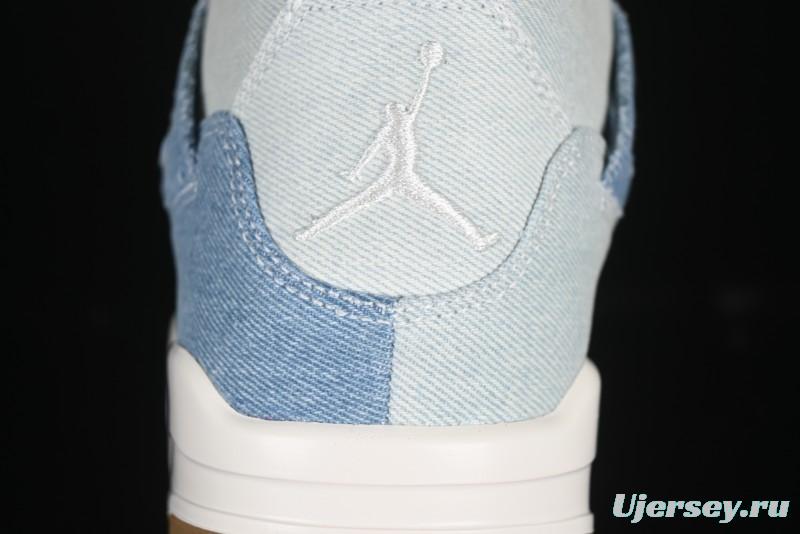 Nike Air Jordan 4 Retro Denim "Worn Blue" Sneakers with Distressed Wash Finish - IB6716-100