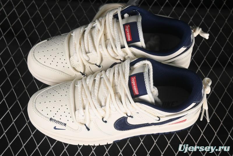 Nike SB Dunk Low Sup Series Strap White Navy Swoosh Anniversary Custom Low-Top Casual Skate Shoes - YX5066-279