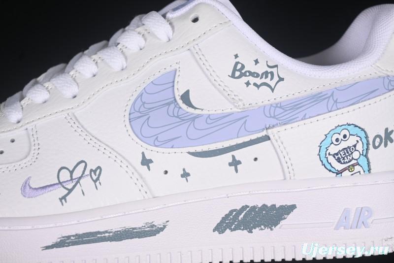 Nike Air Force 1'07 Low "Sesame Street" Custom Casual Sneakers - FB8971-080