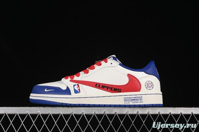 Nike Travis Scott x Fragment Design x Air Jordan 1 Low OG SP AJ1 Los Angeles Clippers Collaboration Low-Top Casual Sneakers - SC9207-026