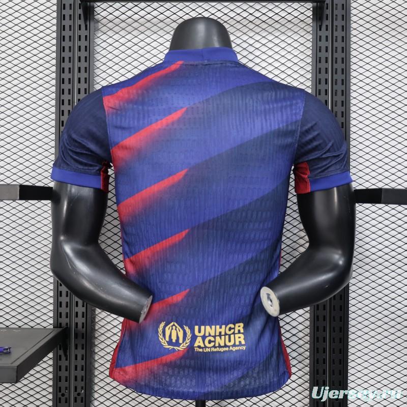 Player Version 25/26 FC Barcelona Blue with Red Diagonal Stripes Jersey