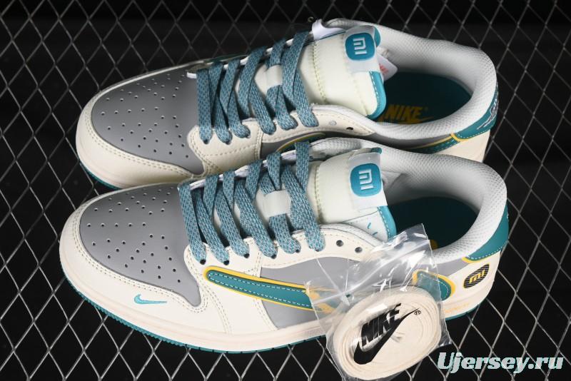 Nike Travis Scott x Fragment Design x Air Jordan 1 Low OG SP AJ1 Collaboration Sneakers in Gulf Blue - XX3168-163