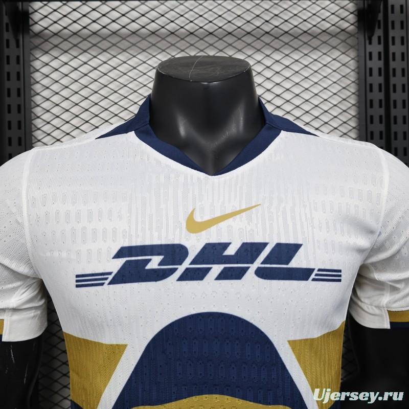 Player Version 25/26 Club America Away White with Navy and Gold Eagle Crest Jersey