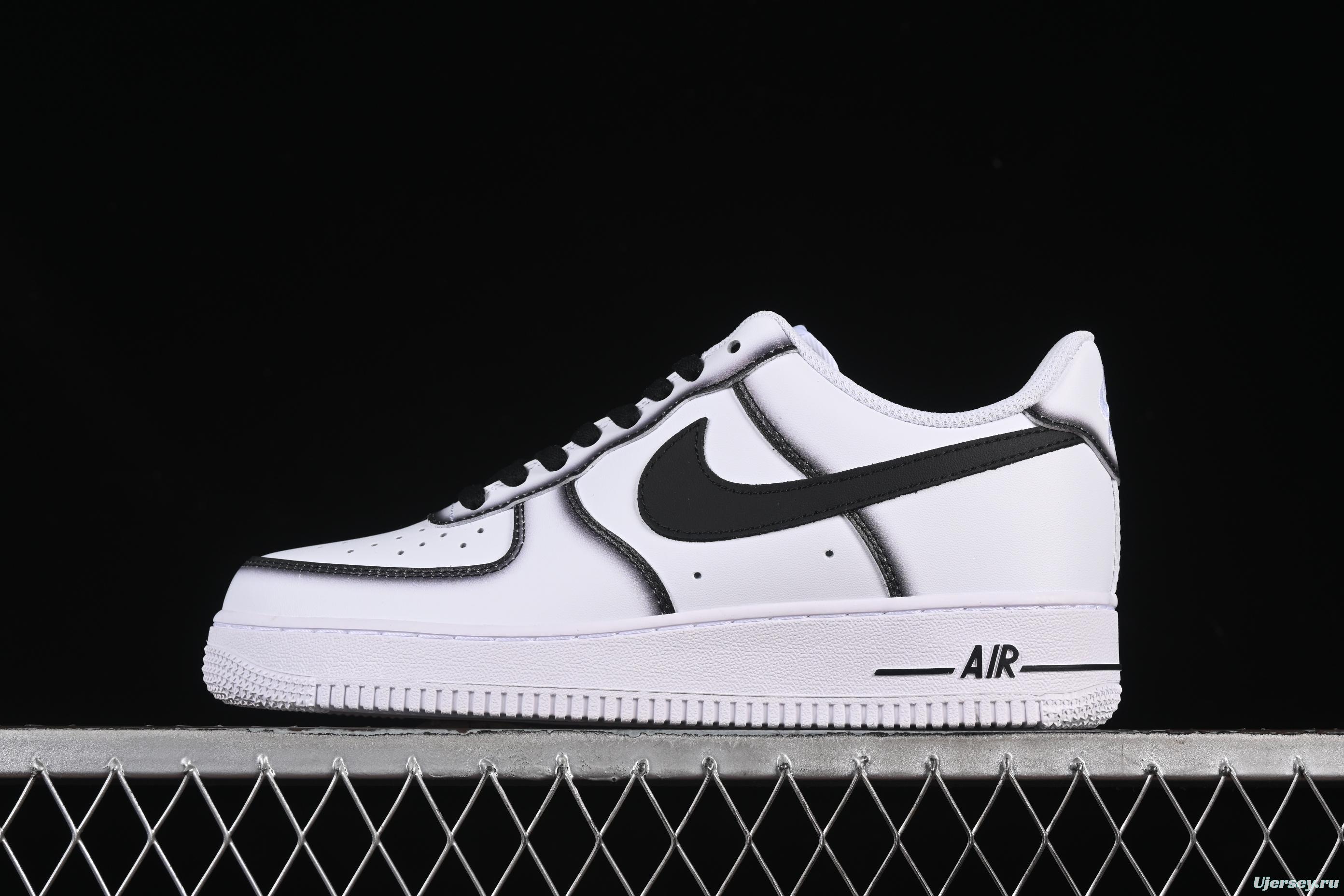 Nike Air Force 1'07 Low Casual Sneakers with Black Border, Green Swoosh & Gold Embroidery - ZH0316-075