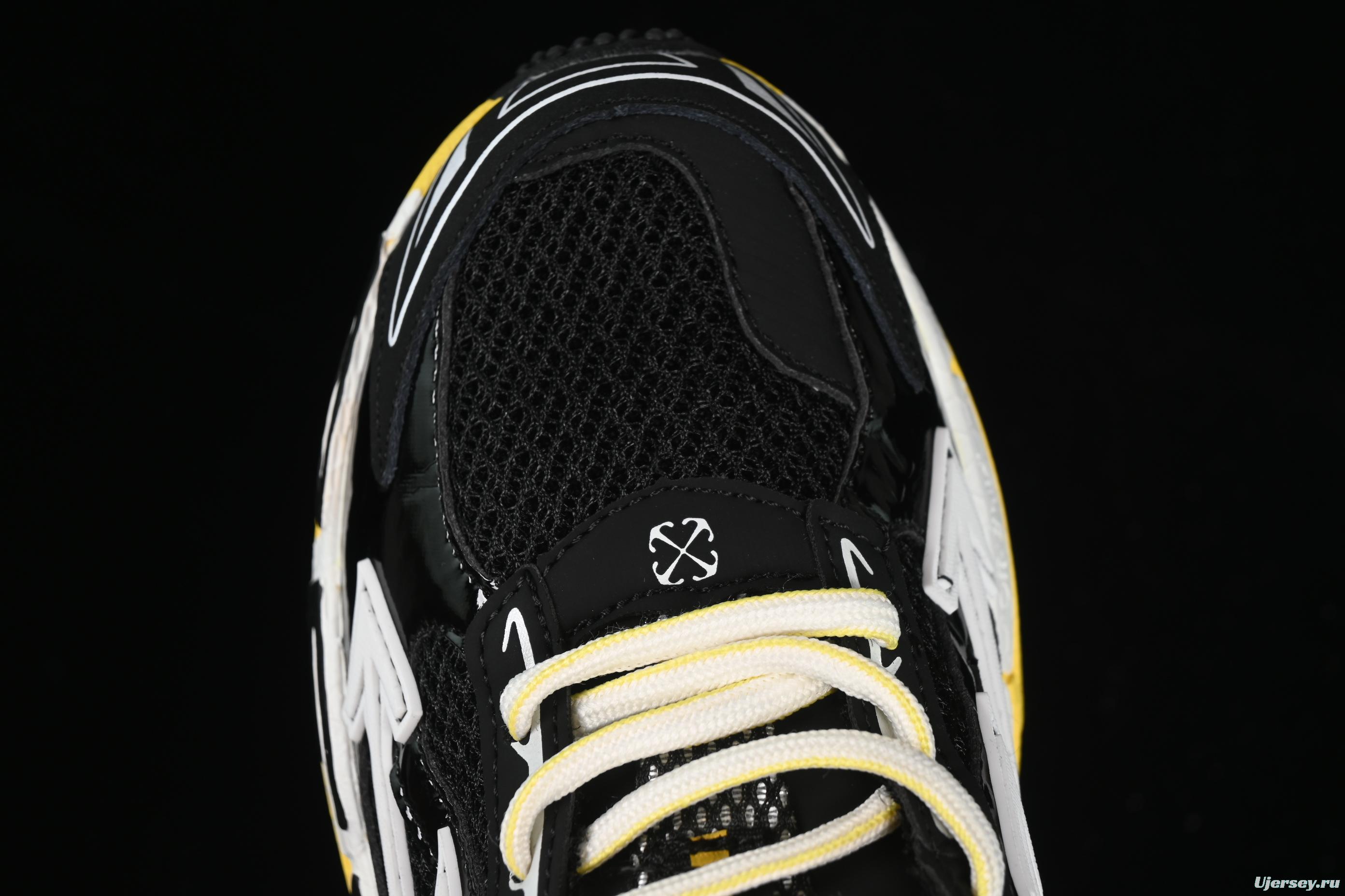 Off-White Be Right Low-Top Lifestyle Sneakers in Black & Yellow - C.D4