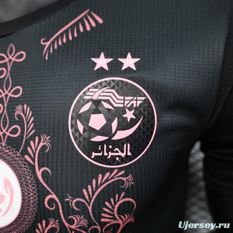 Player Version 2025 Algeria Black with Pink Ornamental Pattern Jersey