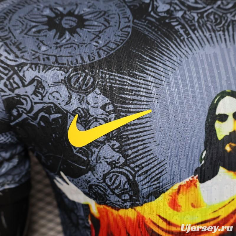 2025 Brazil National Team Special Edition Religious Concept Jersey - Christ the Redeemer Design - Dark Blue