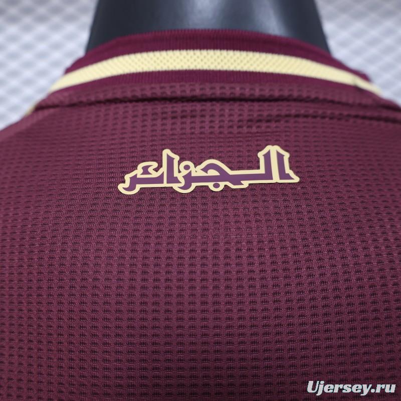Player Version 2025 Algeria Burgundy with Gold Ornamental Pattern Jersey