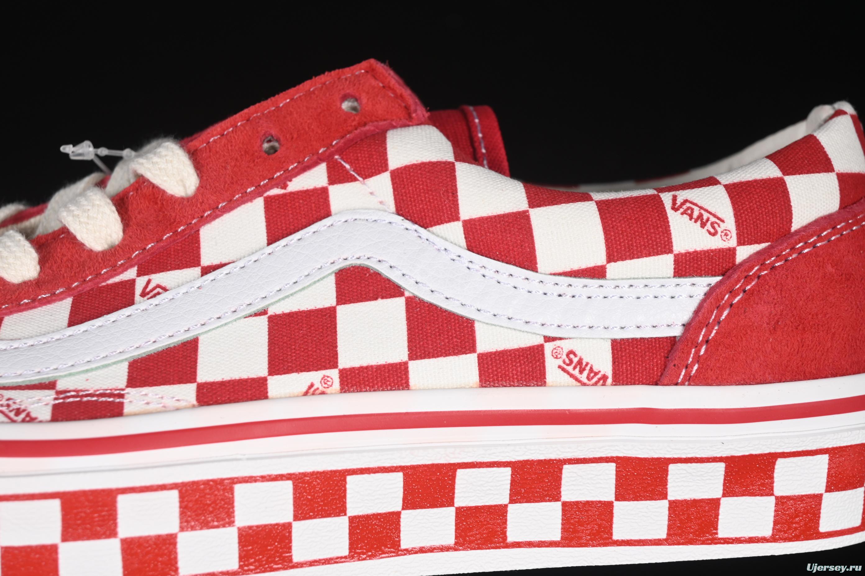 Vans Old Skool 36 LX-BMX Classic Skate Shoes in White Red Checkerboard - VN000D57ERM