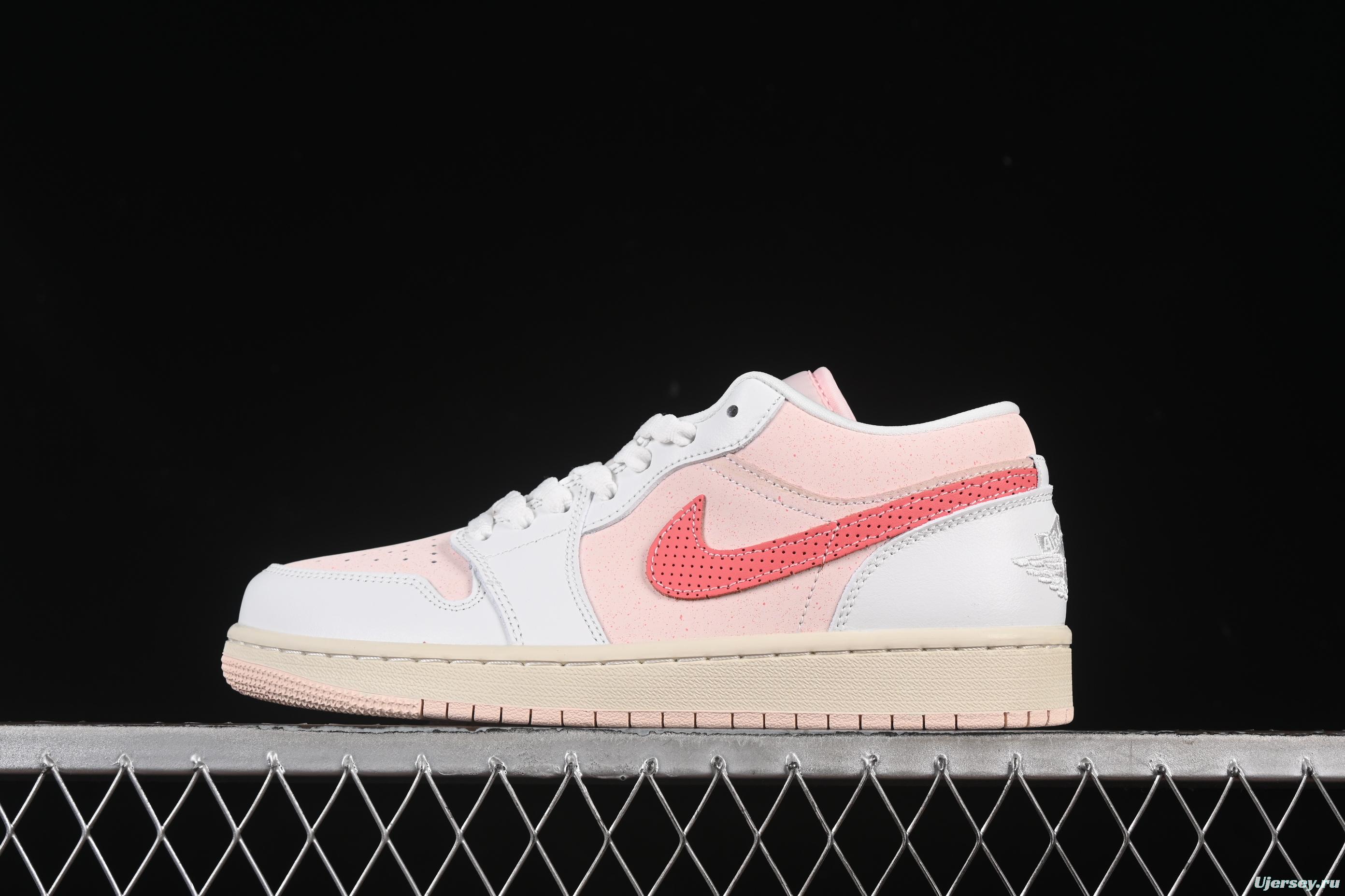 Nike Air Jordan 1 Low AJ1 White Pink Low-Top Casual Lifestyle Sneakers - IB8156-133