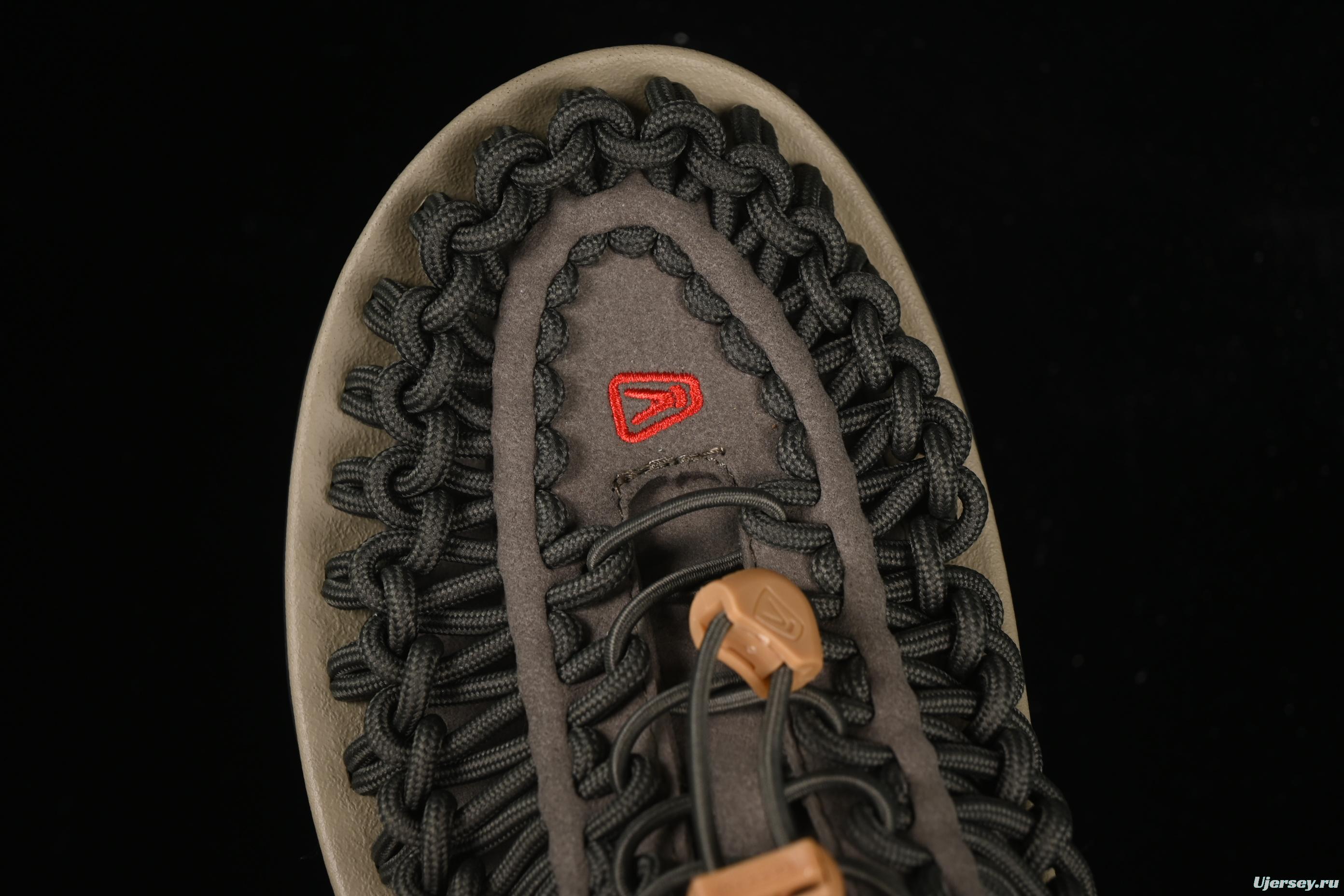 Keen Uneek Flat-M Woven Stretch Multi-Purpose Outdoor Sandals for Hiking and Water Activities - 1025171 BLACK PINE GREEN