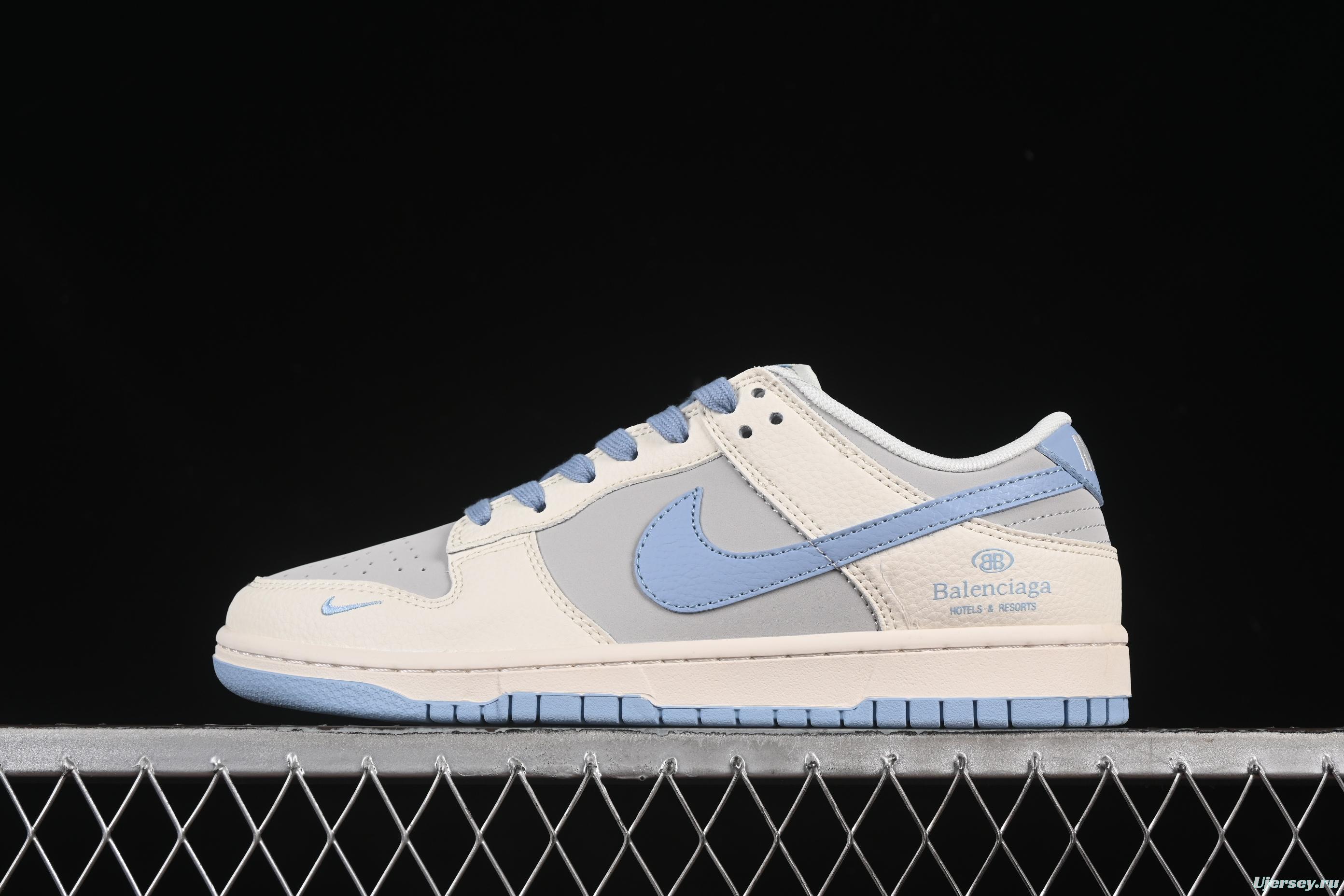 Nike SB Dunk Low Balenciaga Collaboration Light Blue Swoosh Anniversary Customized Low-Top Casual Skate Shoes - ZH2598-273