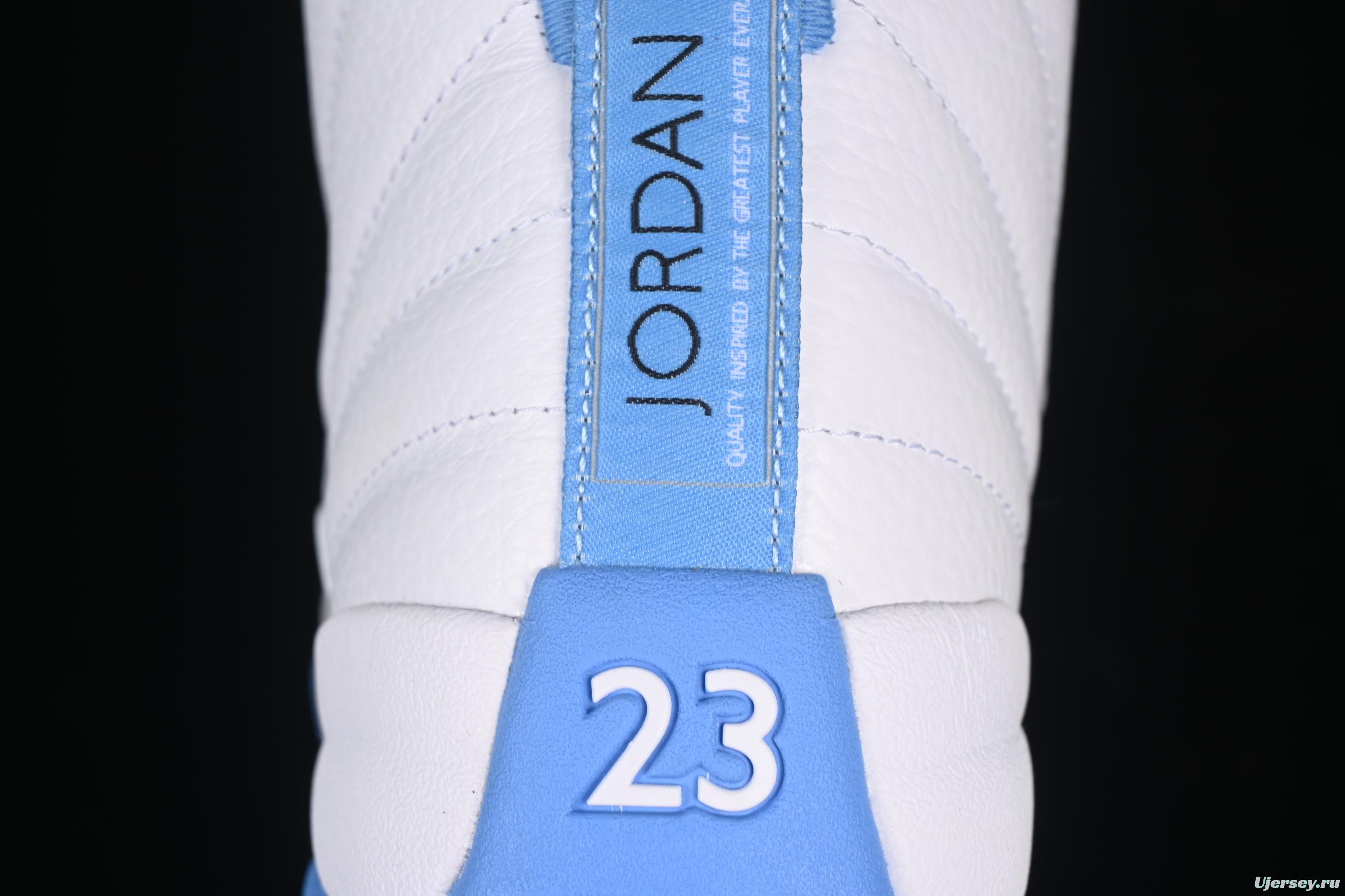 Nike Air Jordan 12 Retro Basketball Shoes in White University Blue - CT8013-112