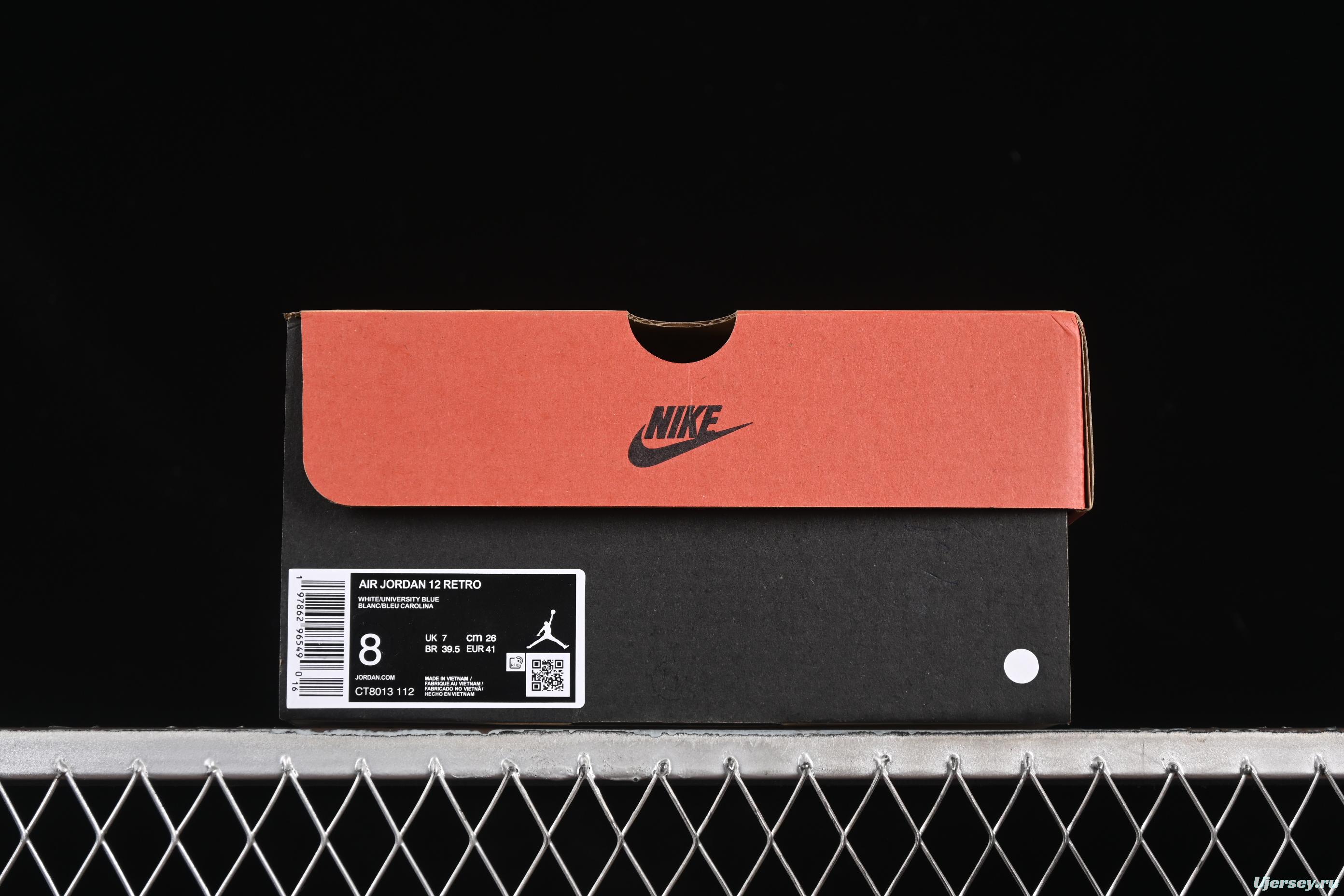 Nike Air Jordan 12 Retro Basketball Shoes in White University Blue - CT8013-112