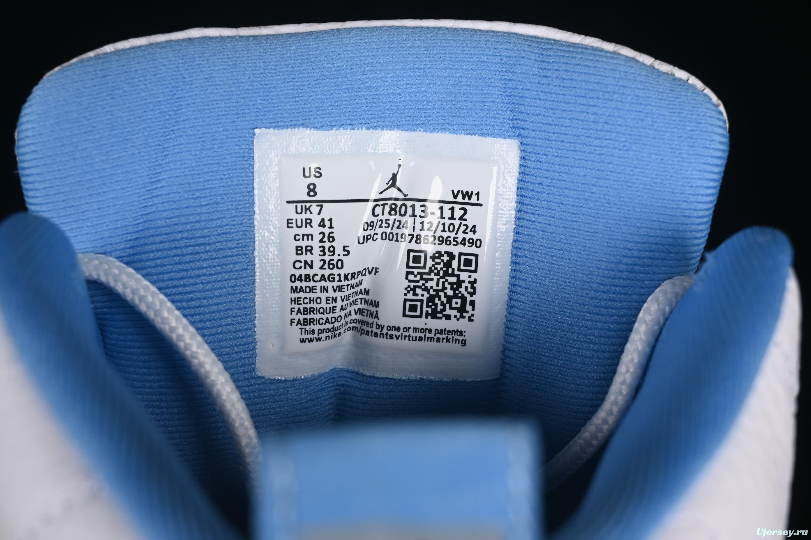 Nike Air Jordan 12 Retro Basketball Shoes in White University Blue - CT8013-112