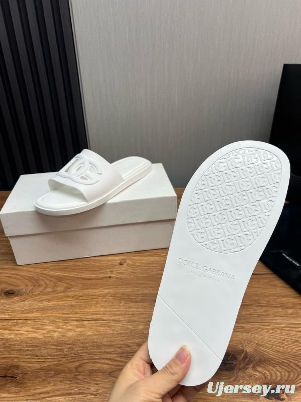 2025 Dolce & Gabbana White Rubber Slippers