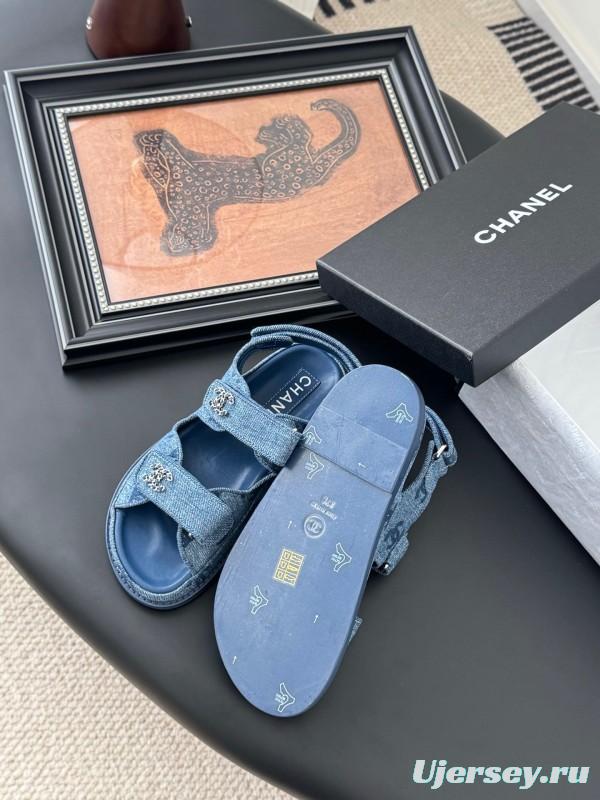 2025 Women Chanel Blue Denim Sandals LY00320