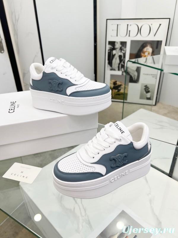 2025 Unisex CELINE White Grey Leather Sneakers