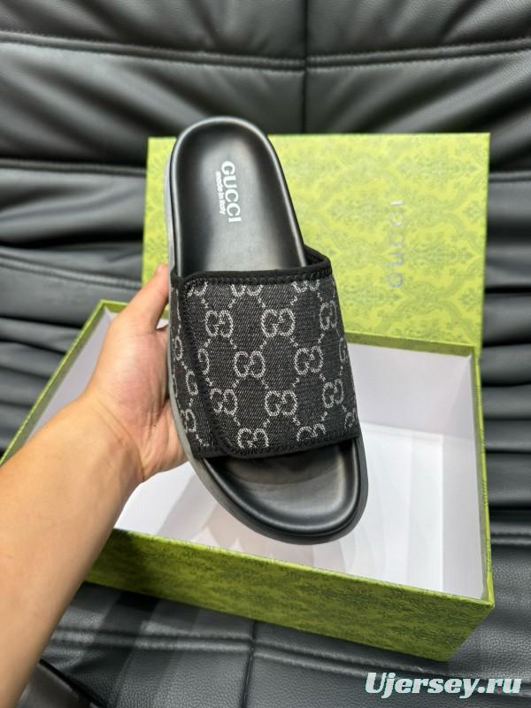 2024 Slippers Gucci Black Fabric Slippers MJ00200