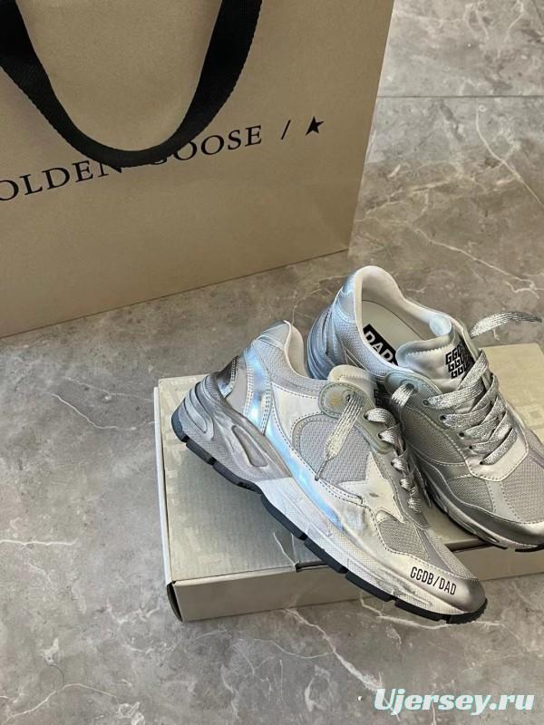 2024 Unisex GGDB Silver Mesh Leather Sneakers