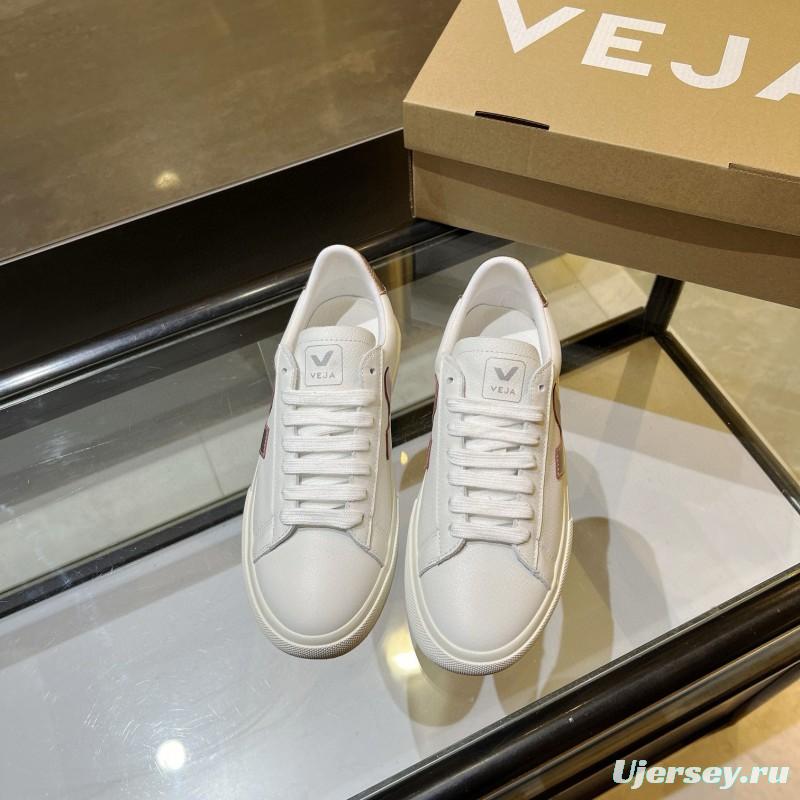 2024 Women VEJA White Rose Gold Leather Sneakers