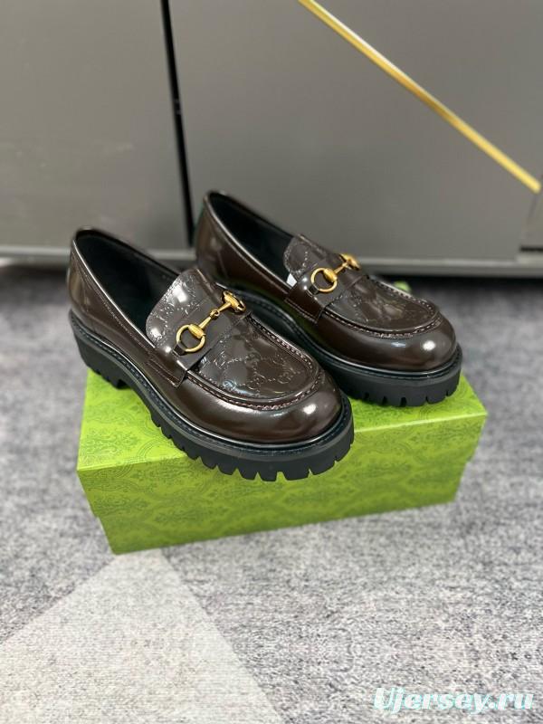 2024 Women Gucci Black Calf Leather Loafers MJ00300