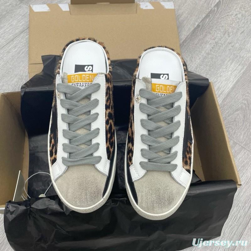 2025 GGDB White Black Leopard Print Suede Leather Slip-On Sneakers