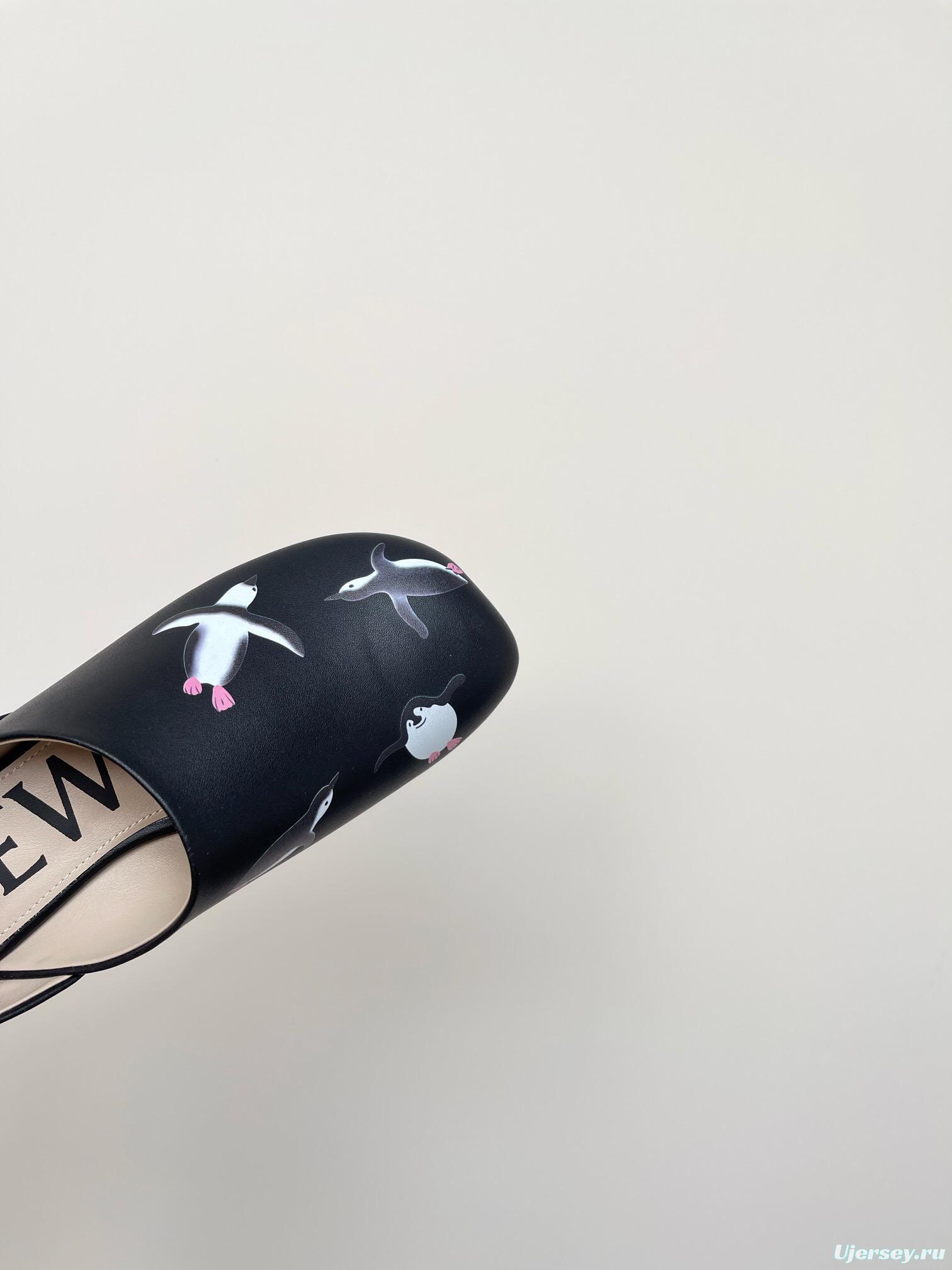 2025 Women Loewe Black Leather Loafers Painted LY00270