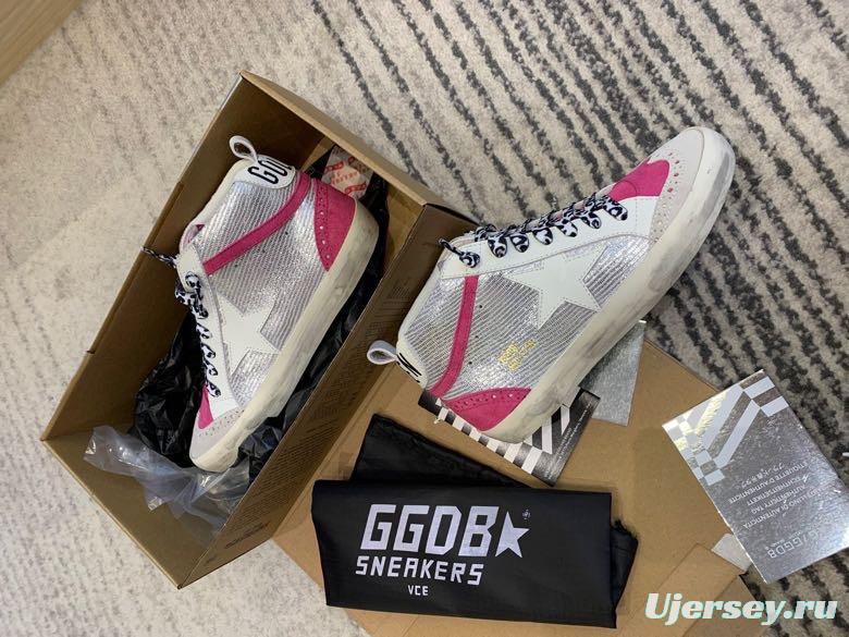 2024 Unisex GGDB White Pink Leather Suede High Top Sneakers MJ00300