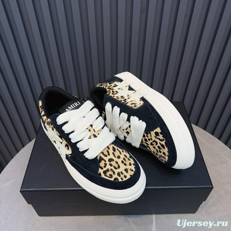 2024 Women Amiri Black Leopard Suede Leather Sneakers MJ00300