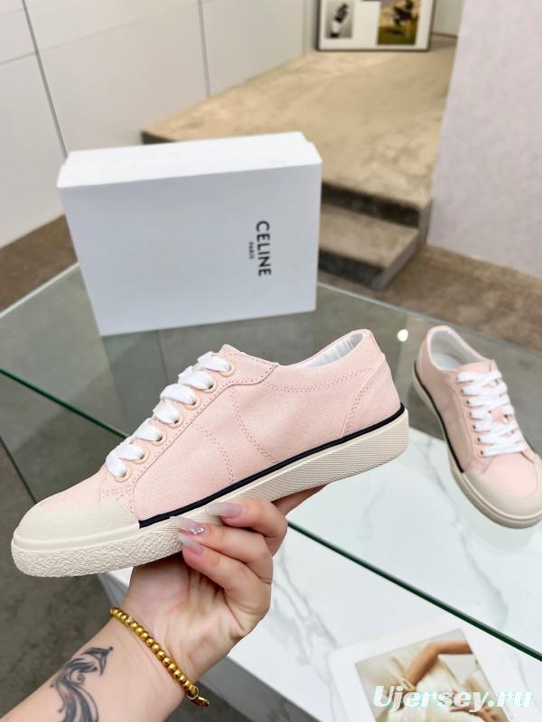 2025 Women Celine Pink Canvas Sneakers LY00210