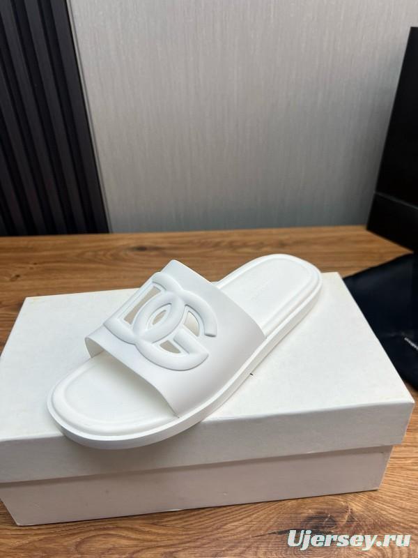 2025 Dolce & Gabbana White Rubber Slippers