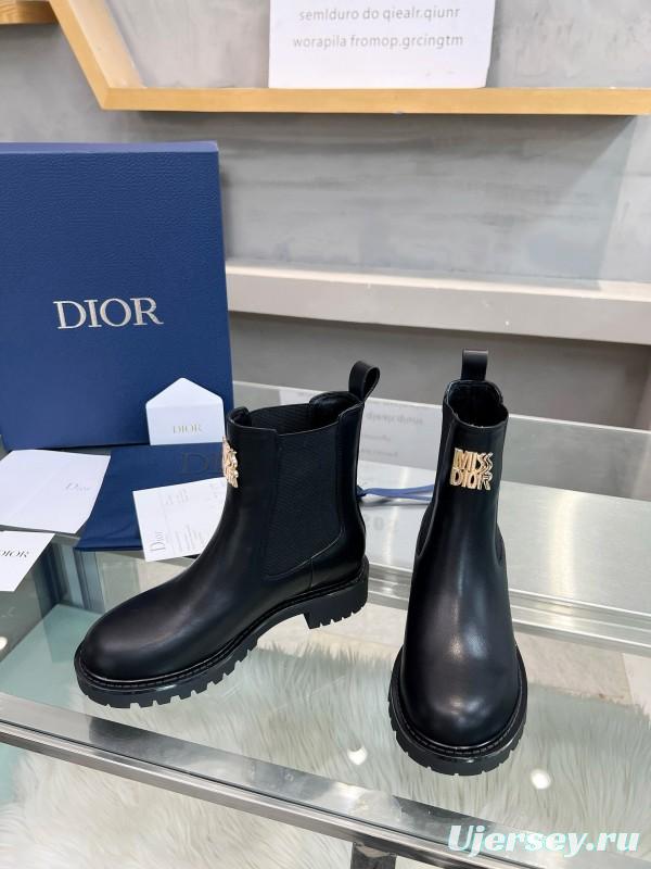2024 Women Dior Black Leather Boots MJ00350