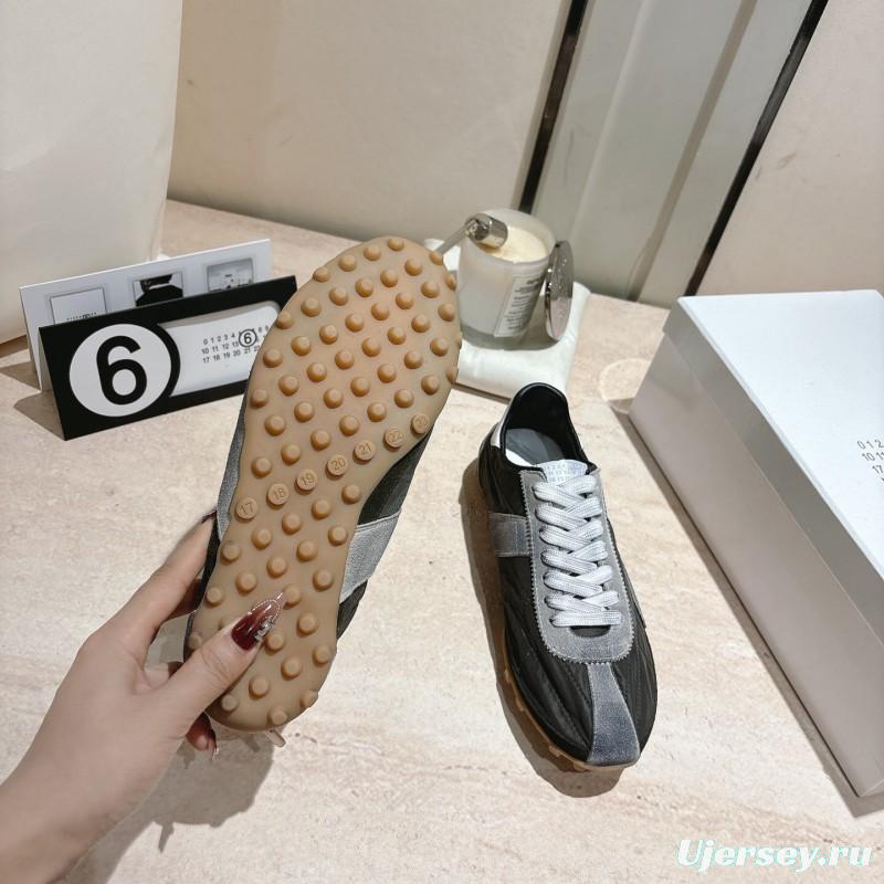 2025 Unisex Maison Margiela Black Grey Nylon Suede Sneakers Distressed LY00360