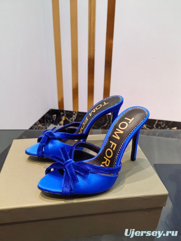 2025 Women TOM FORD Blue Velvet High Heel Mules
