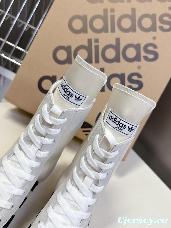 2025 Unisex Adidas White High-Top Sneakers Suede And Fabric Retro Design Original Sole KFY00320