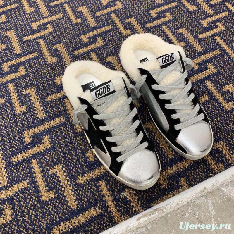 2024 Slippers GGDB White Black Leather Shearling Slippers MJ00280