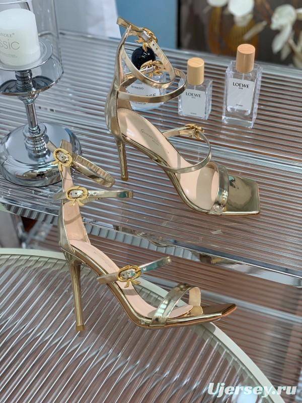 2025 Women Gianvito Rossi Gold Leather High Heel Sandals