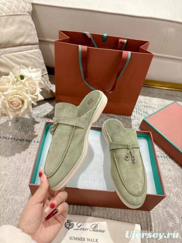 2025 Women LP Light Green Suede Loafers LY00000