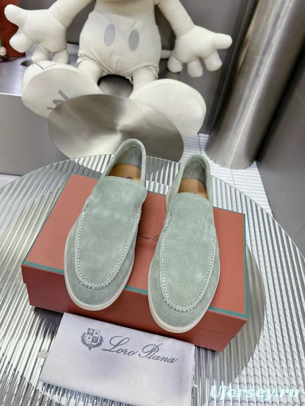 2024 Women LP Light Grey Suede Loafers MJ00270