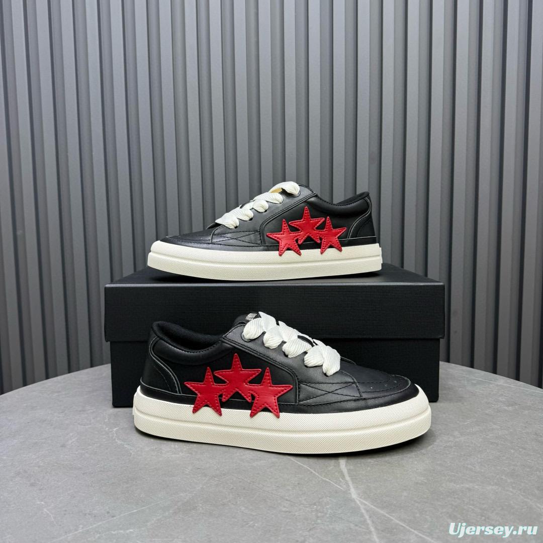 2024 Unisex Amiri Black Red Leather Sneakers MJ00300