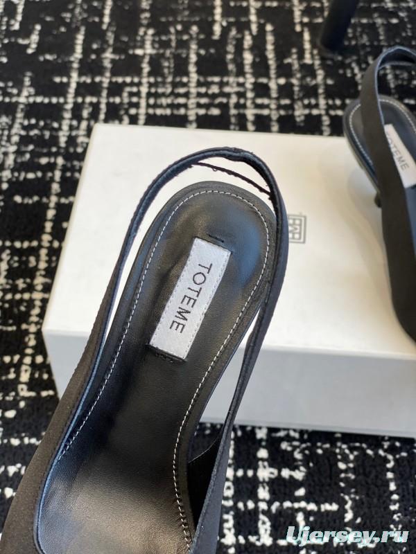 2025 Women Toteme Black Fabric Slingback Pointed Toe Heels